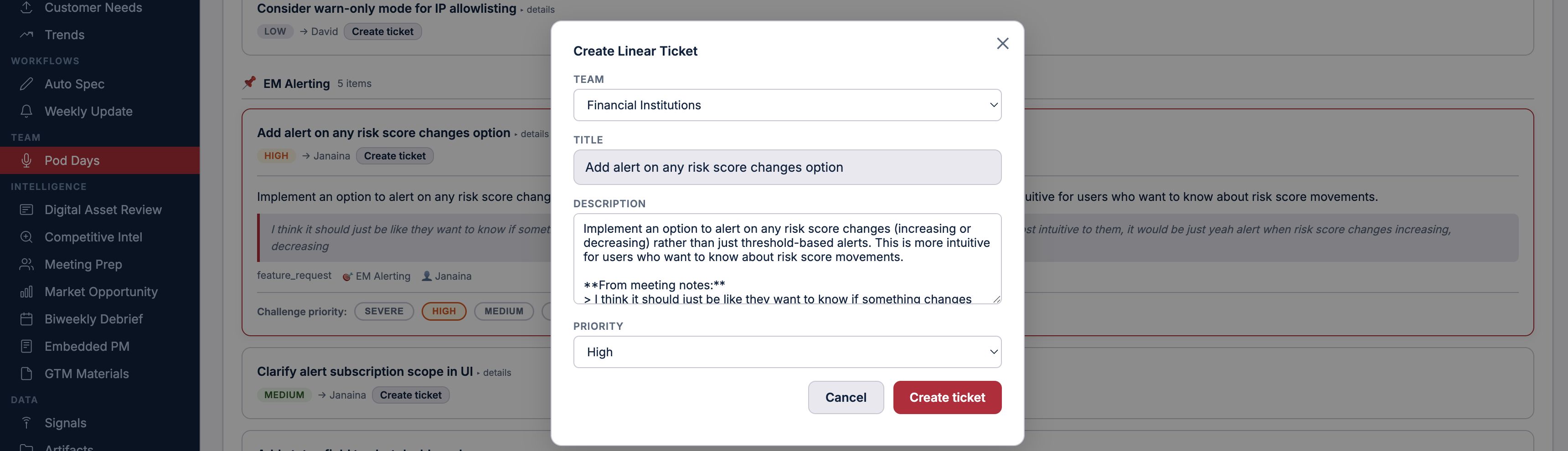 Pod Days Linear ticket creation